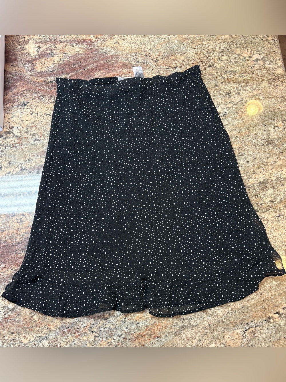Jaclyn Smith Black Midi Skirt with Large & Small White Polka Dots Size Large